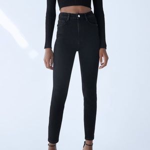 Zara High Waisted Black Skinny Jeans